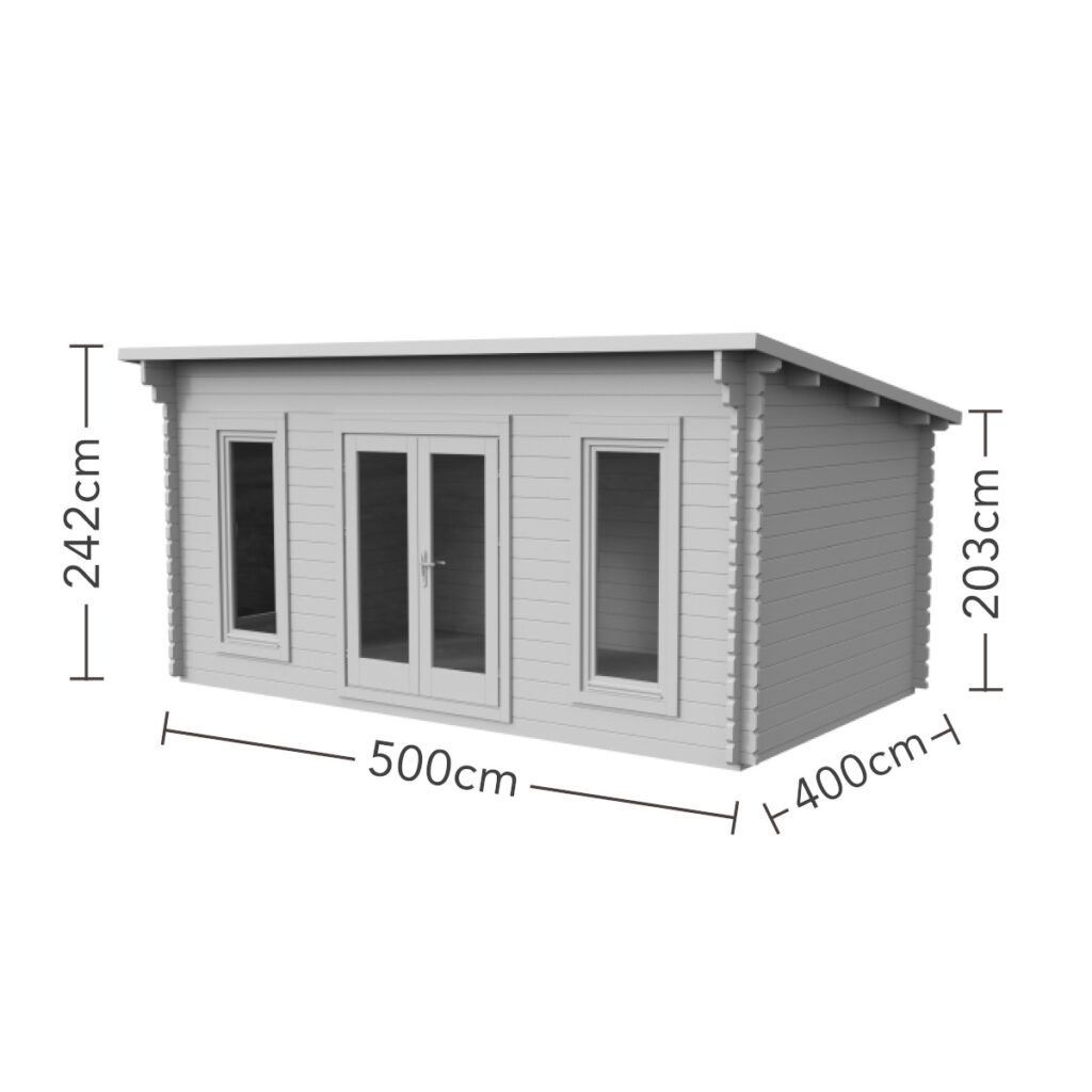 Forest Garden Mendip 5x4m Log Cabin – Pent Roof, Double Glazed, 24kg Polyester Felt, no Underlay with Installation 5013053181799 2